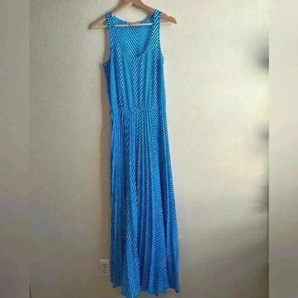 Michael‎ Kors blue strip maxi summer vacation dress S